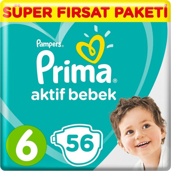 Prima Bebek Bezi Aktif Bebek Mega Fırsat Paketi 6 Beden 56 Adet