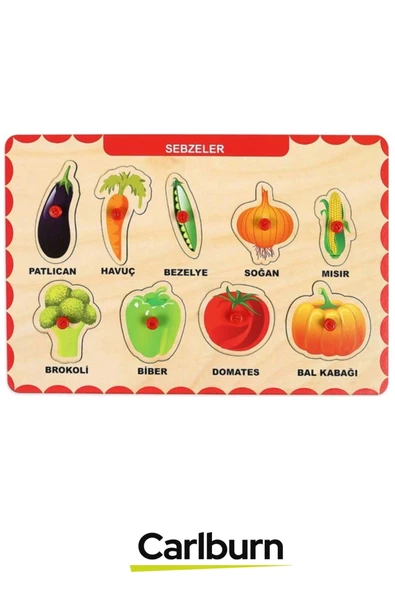 Özel Üretim Eğitici Öğretici Zeka Geliştirici Çocuk Ebeveyn Sebzeler Ahşap Tutmalı Puzzle - 2