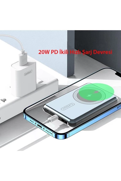 Earldom PD12 5.000 mAh 15W Kablosuz Şarjlı Pd Hızlı Şarj Magsafe Premium Powerbank - 4