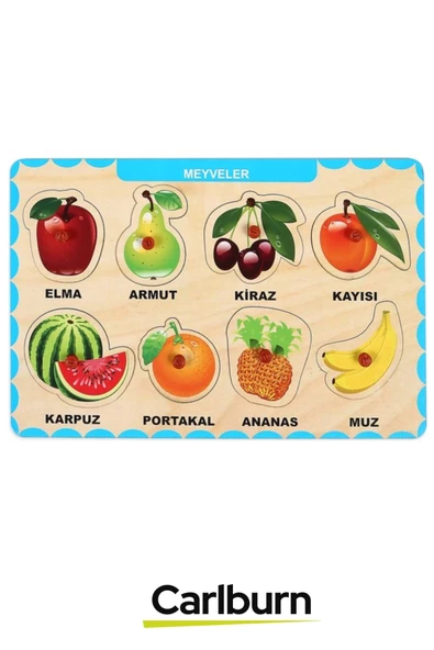 Özel Üretim Eğitici Öğretici Zeka Geliştirici Çocuk Ebeveyn Meyveler Ahşap Tutmalı Puzzle - 2