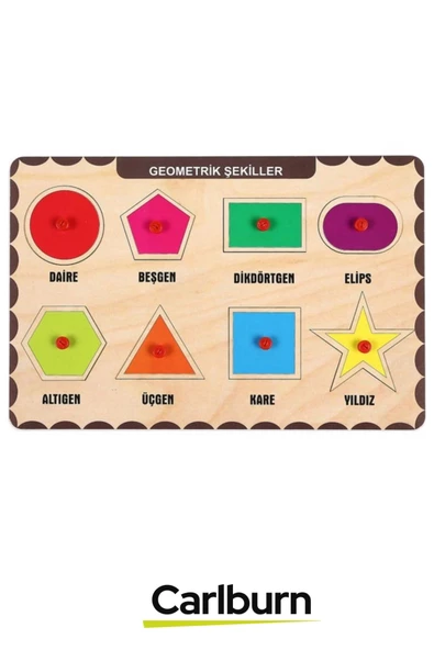 Özel Üretim Eğitici Öğretici Zeka Geliştirici Çocuk Ebeveyn Geometrik Şekiller Ahşap Tutmalı Puzzle - 2