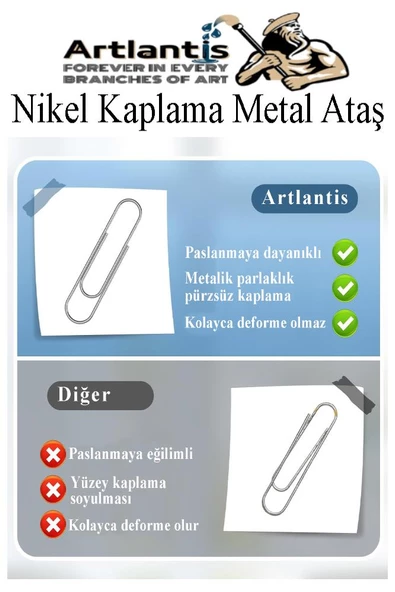 Büyük Metal Ataş No 5 50 mm 50 li 1 Paket Nikel Kaplama Metal Ataç Dayanıklı Paslanmaz 45 Sayfa Kapasiteli Dev Ataş - 4