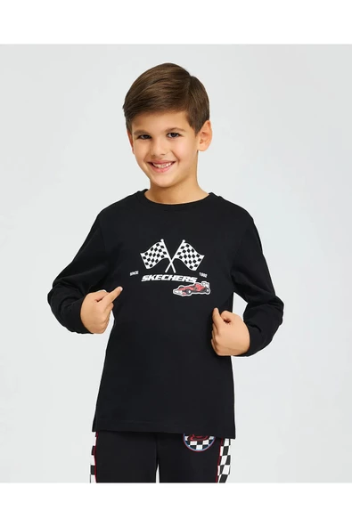 Skechers SK242065-001 B Graphic Tee Long Sleeve Erkek Çocuk Spor Tişört - Resim 3