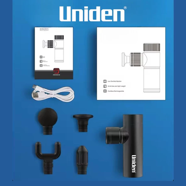 Uniden Mini Masaj Tabancası Çelik Aluminyum Kasa Darbeli Titreşimli Şarjlı - 3