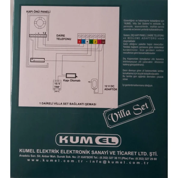 Kumel 4 Lü Villa Set Hoparlörlü Zil Paneli Mvp 04 - 4