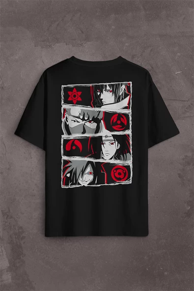 Naruto Kakashi Anime Manga Sırt Ön Baskılı Oversize Tişört Unisex T-Shirt