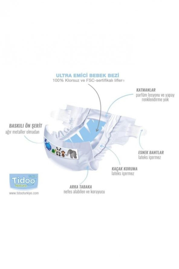 Tidoo Hipoalerjenik Ekolojik Bebek Bezi Yenidoğan 1 Beden 2-5 Kg 26x2 52 Adet - 3