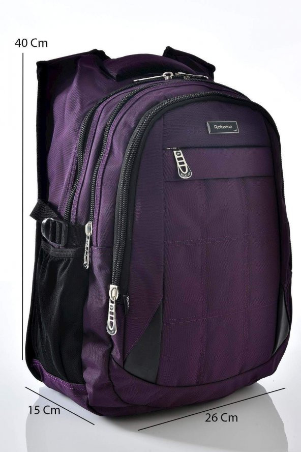 Relaxion 2227 Mor Su Geçirmez Astarlı Kumaş Sırt Çantası - 2