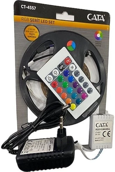 Cata Rgb Şerit Led Seti 5 Mt Rgb Led 96 Renk + Trafo + Rgb Kumanda Ct-4557