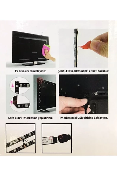 Cata Tv Arkası Usb Rgb Şerit Led Ct-4566 Kumanda İle Kontrol - 2