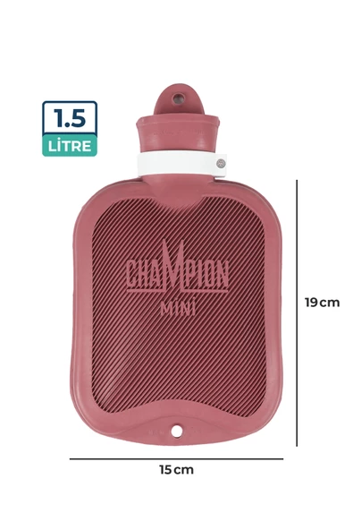 Champion Kauçuk Termofor Mini Sıcak Su Torbası, Kokusuz Sıcak Su Torbası  Pembe 1,5 L - 6