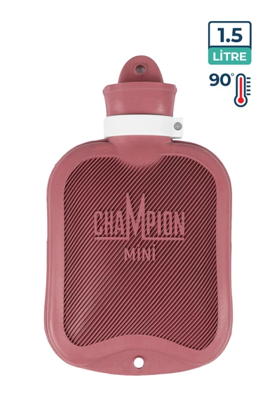 Champion Kauçuk Termofor Mini Sıcak Su Torbası, Kokusuz Sıcak Su Torbası  Pembe 1,5 L