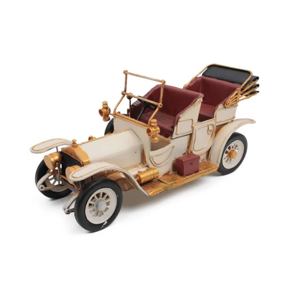 T.Concept Dekoratif Dayanıklı Metal Nostaljik Araba  Krem-Altın  Renk 1210E-3326 - 3