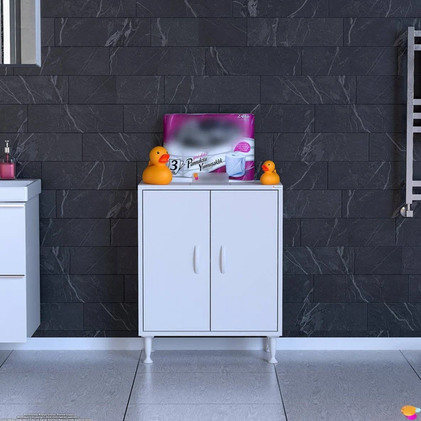 Modilayn SÖKE Küçük Alanlar İçin Akıllı Çözümler 60x75x32,5 cm’ lik 2 Kapaklı 2 Göz Raf Dolap - Resim 2