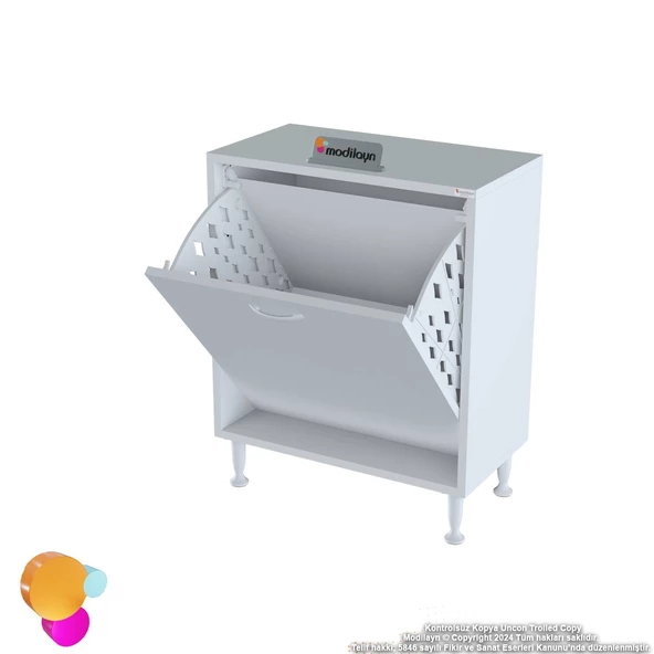 Modilayn SÖKE Banyo İçin Sihirli Kutu 60x75x32,5 cm’ lik 1 Göz Sepet Hazneli Mini Banyo Dolabı - Resim 6