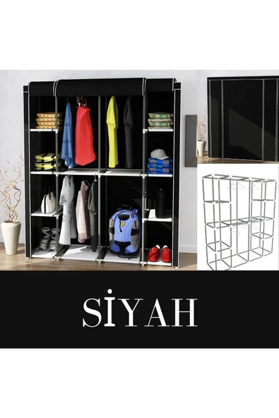 ilhanhome Lüks Plastik Bez Dolap Kumaş Gardırop Öğrenci Dolabı Yatak Odası Dolabı - 2