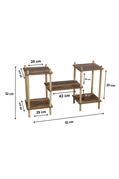 ilhanhome Ahşap Saksı Standı Bahçe 5 Raflı Saksılık Çiçek Rafı Ahşap Saksılık Çiçeklik No3 - 3