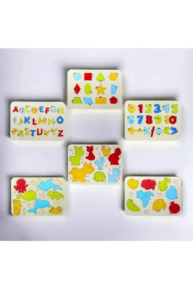 ilhanhome Ahşap Eğitici Öğretici Motor Beceri Set Yapboz Puzzle Bultak Çocuk Oyuncağı 6'Lı