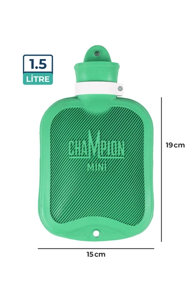 Champion Kauçuk Termofor Mini Sıcak Su Torbası, Kokusuz Sıcak Su Torbası Yeşili 1,5 L - 6
