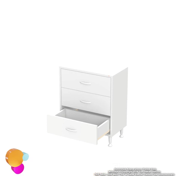 Modilayn SÖKE 3'lü Çekmece Banyo Dolabı 60x75x32,5 cm’ lik Çok Yönlü Çekmecelerle Daha Düzenli - Resim 7