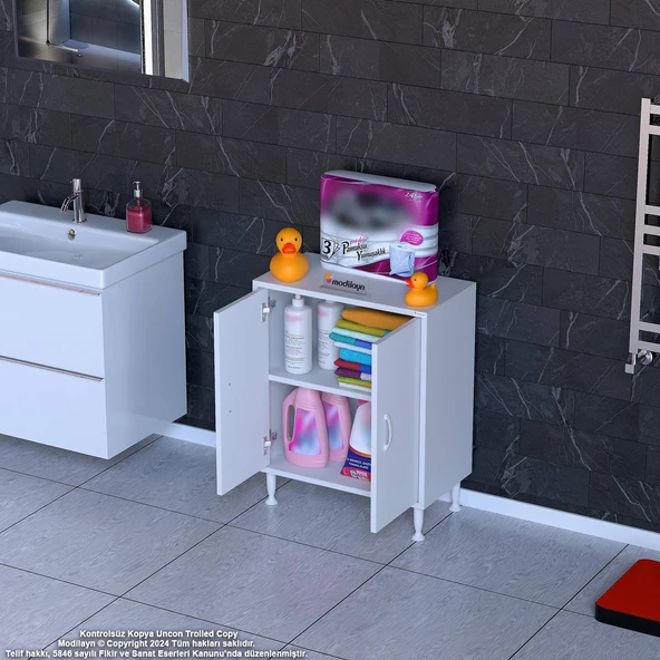 Modilayn SÖKE Küçük Alanlar İçin Akıllı Çözümler 65x75x32,5 cm’ lik 2 Kapaklı 2 Göz Raf Dolap