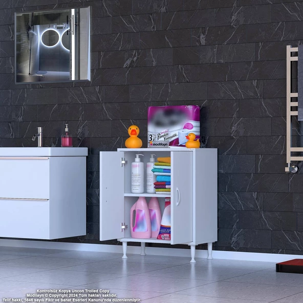 Modilayn SÖKE Küçük Alanlar İçin Akıllı Çözümler 65x75x32,5 cm’ lik 2 Kapaklı 2 Göz Raf Dolap - Resim 2