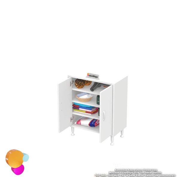 Modilayn SÖKE Küçük Alanlar İçin Akıllı Çözümler 65x75x32,5 cm’ lik 2 Kapaklı 4 Göz Raf Dolap - Resim 6