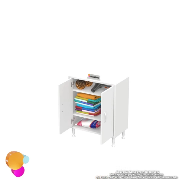 Modilayn SÖKE Küçük Alanlar İçin Akıllı Çözümler 65x75x32,5 cm’ lik 2 Kapaklı 3 Göz Raf Dolap - 6