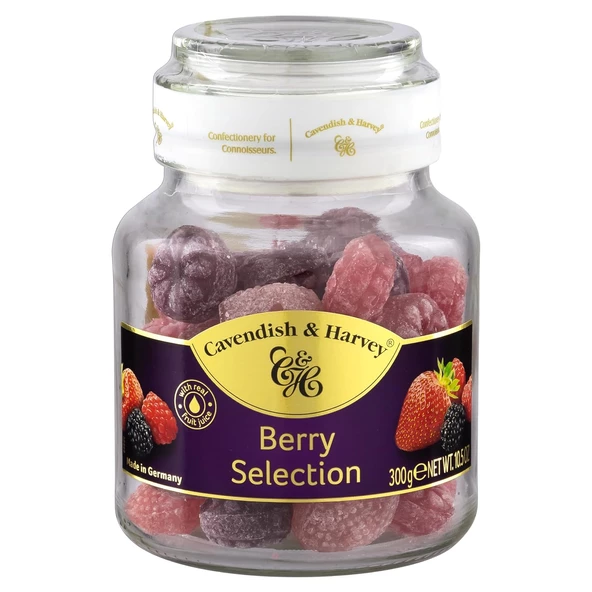Cavendish & Harvey Mixed Berry Hard Candy Drops/Karışık Orman Meyve Aromalı Şeker Cam Kavanoz 300 g - 2