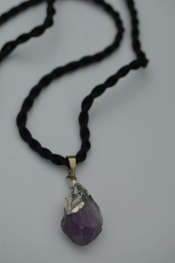 STONEAGE Ametist Kırma Kolye Ucu İpek Kordon Hediyeli - 9
