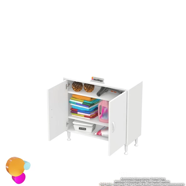 Modilayn SÖKE Küçük Alanlar İçin Akıllı Çözümler 70x75x32,5 cm’ lik 2 Kapaklı 3 Göz Raf Dolap - 6
