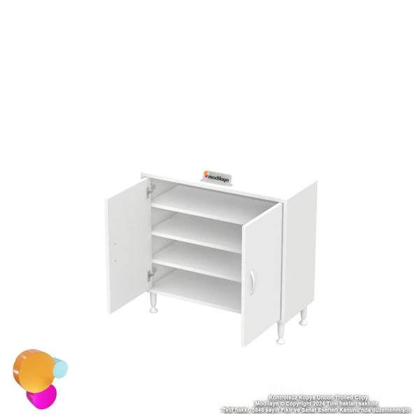 Modilayn SÖKE Küçük Alanlar İçin Akıllı Çözümler 70x75x32,5 cm’ lik 2 Kapaklı 4 Göz Raf Dolap - 7