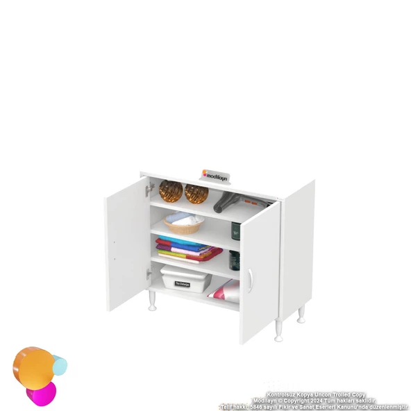 Modilayn SÖKE Küçük Alanlar İçin Akıllı Çözümler 70x75x32,5 cm’ lik 2 Kapaklı 4 Göz Raf Dolap - 6
