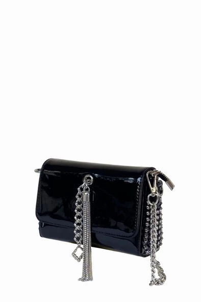 Kriste Bell Çapraz Askılı Kadın Çanta Siyah Rugan 26547 - Resim 2