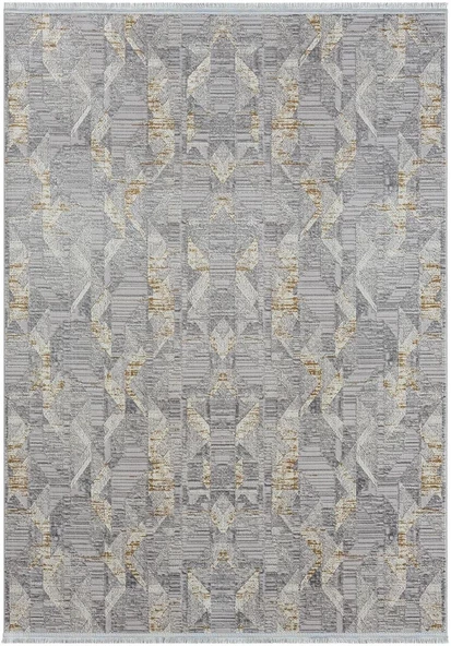 Best 112 Gri Halı Spor Desen Gold Detaylı Ince Parlak Makinada Yıkanabilir Antialerjik Modern 160 X 230 A.GRI-GOLD
