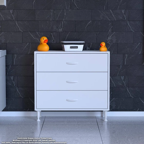 Modilayn SÖKE 3'lü Çekmece Banyo Dolabı 70x75x32,5 cm’ lik Çok Yönlü Çekmecelerle Daha Düzenli - Resim 3