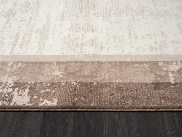 Dark Dk002a Bej Halı Kahverengi Kenar Çerçeveli Akrilik Tozuaz Modern Salon Halısı Yatak Odası 156 X 230 A.KAHVE-K.KAHVE - Resim 4