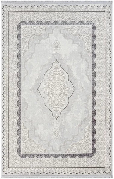 Dark Dk016g Gri Halı Antrasit Kenar Çerçeveli Göbekli Akrilik Tozuaz Modern Salon Halısı Yatak Odası 156 X 230 A.GRI-K.GRI