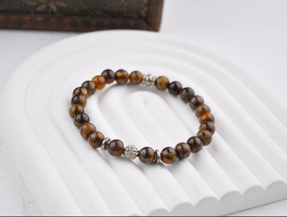 10 MM Doğal Taş Kaplan Gözü Unisex Bileklik ürün görseli 1