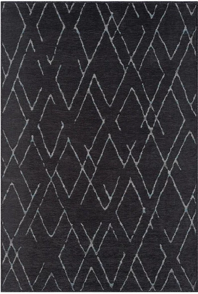 Lenda Ld006a Antrasit Kilim Gri Detaylı Ince Antialerjik Kaymaz Taban Makinada Yıkanabilir Halı 200 X 290 ANTRASIT