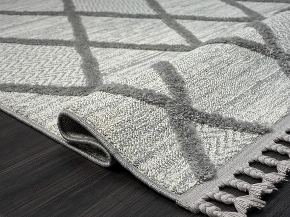 Loop Lp002a Gri Halı Dekoratif Sisal Bukle Tozsuz Antialerjik Salon Halısı Yatak Odası Iskandinav 160 X 230 GRI - Resim 4