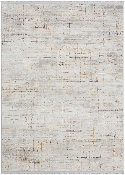 Lotus 8574  Gri Halı Renkli Detaylı Modern İnce Akrilik Tozuaz Salon Halısı Yatak Odası Koridor 100 X 200 RENKLI
