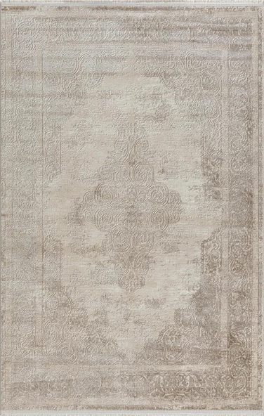 Prag Pr001a Taş Rengi Halı Göbekli Eskitme Desenli Özel Iplik Parlak Ince Modern Salon Halısı 76 X 300 TAS RENGI