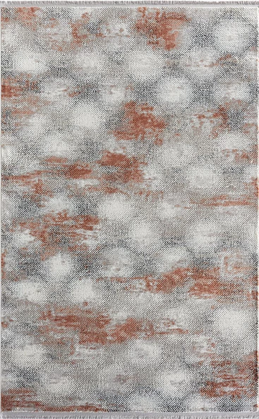 Soft 1903 Gri Halı Kiremit Detaylı Geometrik Desenli Modern Akrilik Tozuaz Salon Halısı Yatak Odası 80 X 300 GRI-KIREMIT