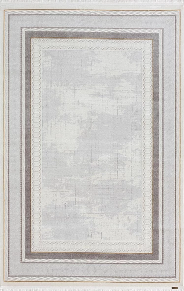 Trend Tr003s Bej Akrilik Pamuk Modern Yumuşak Mutfak Yatak Odası Salon Oturma Odası Halısı 76 X 150 GRI-GOLD