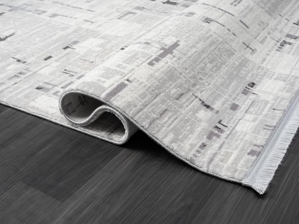 Tokyo Tk005g Gri Halı Antrasit Detaylı Modern Akrilik Halı Kaymaz Taban Tozuaz Salon Halısı Koridor 156 X 230 GRI - 4
