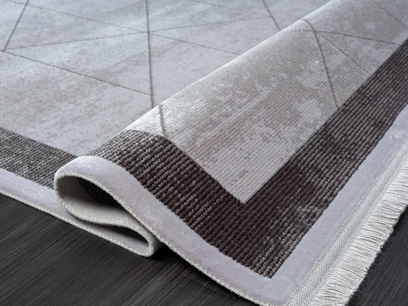 Trend 4103 Akrilik Pamuk Yumuşak Modern Mutfak Yatak Odası Salon Oturma Halısı 190 X 290 A.GRI-K.GRI - Resim 4