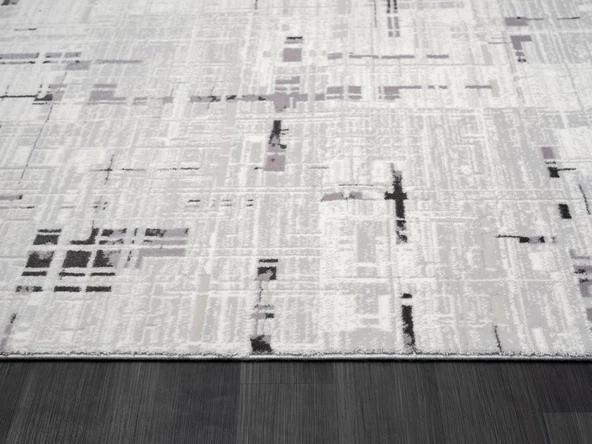 Tokyo Tk005g Gri Halı Antrasit Detaylı Modern Akrilik Halı Kaymaz Taban Tozuaz Salon Halısı Koridor 156 X 230 GRI - 5