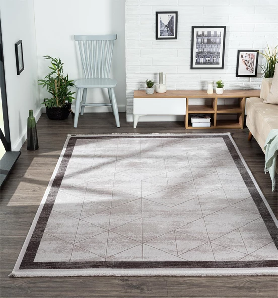 Trend 4103 Akrilik Pamuk Yumuşak Modern Mutfak Yatak Odası Salon Oturma Halısı 190 X 290 A.GRI-K.GRI - Resim 3