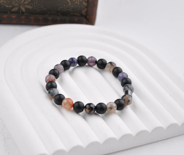 10 MM Ametist Taşı Unisex Bileklik - 1